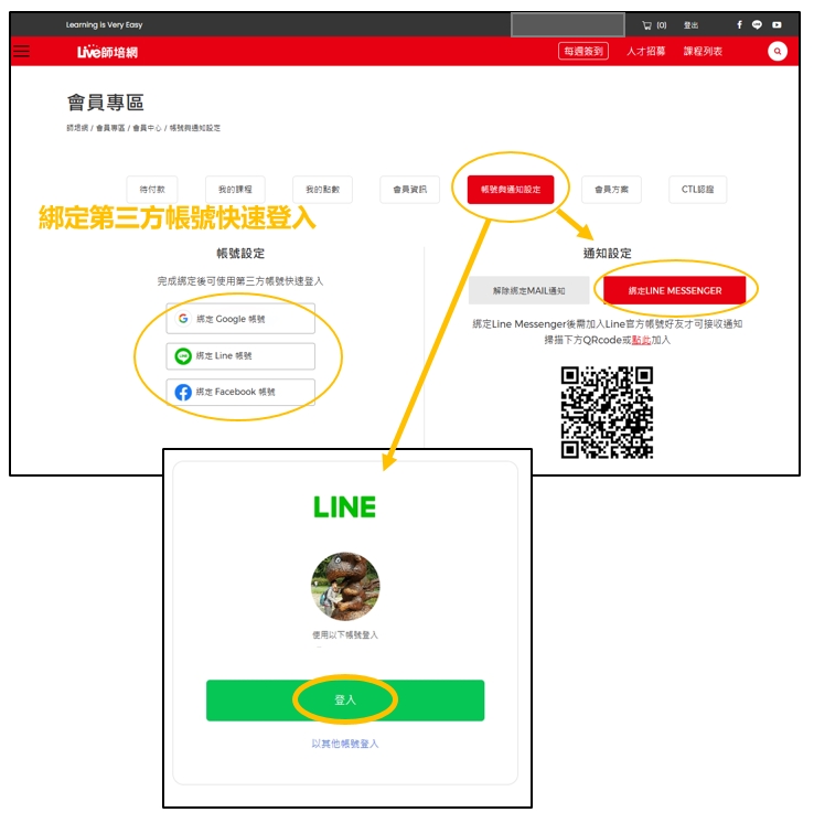 LINE 綁定操作示意圖